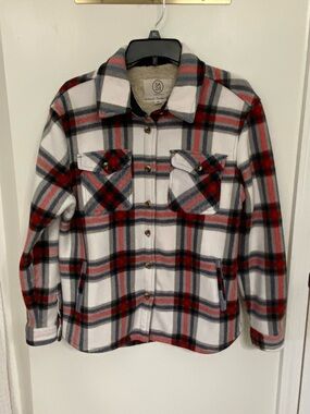 Sage Collective Plaid Sherpa Lined Flannel Shacket Jacket Women’s Medium